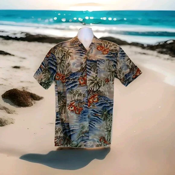 Hawaiian Tropical Men's Button Front Shirt Medium Colorful Floral multicolor Top - Picture 11 of 11